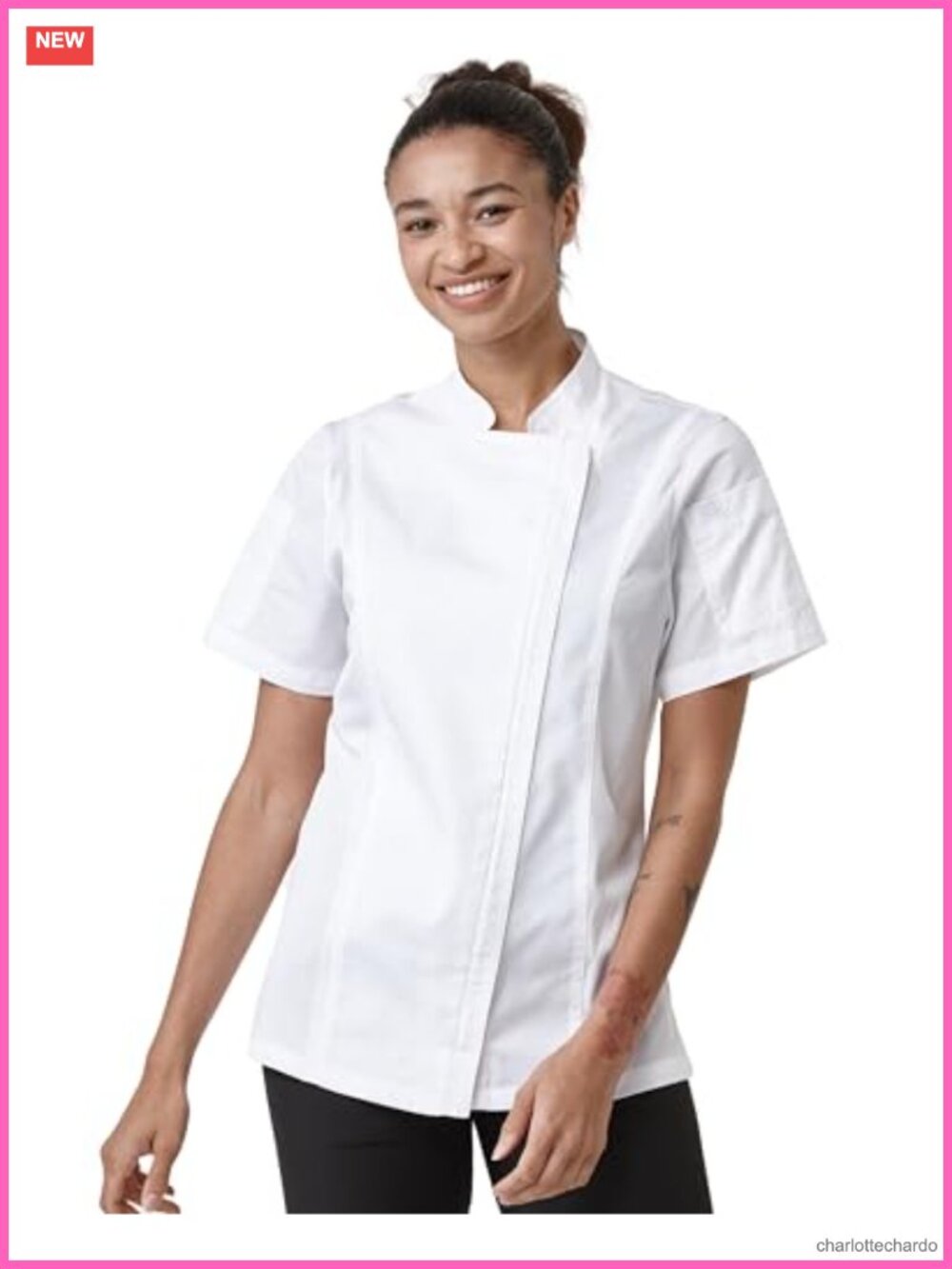 Short Sleeve Chef Coat Women's Cool Vent Chef Jacket Cotton Blend